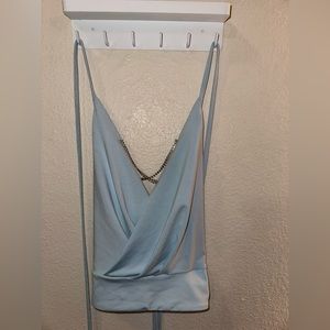 Blue Satin Tank Top